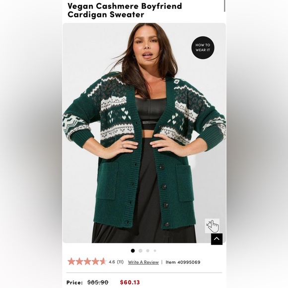 torrid Sweaters - Vegan Cashmere Boyfriend Cardigan Sweater 00